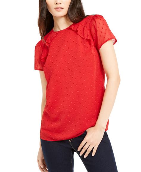 michael kors ruffled trim|Michael Kors crinkle tops.